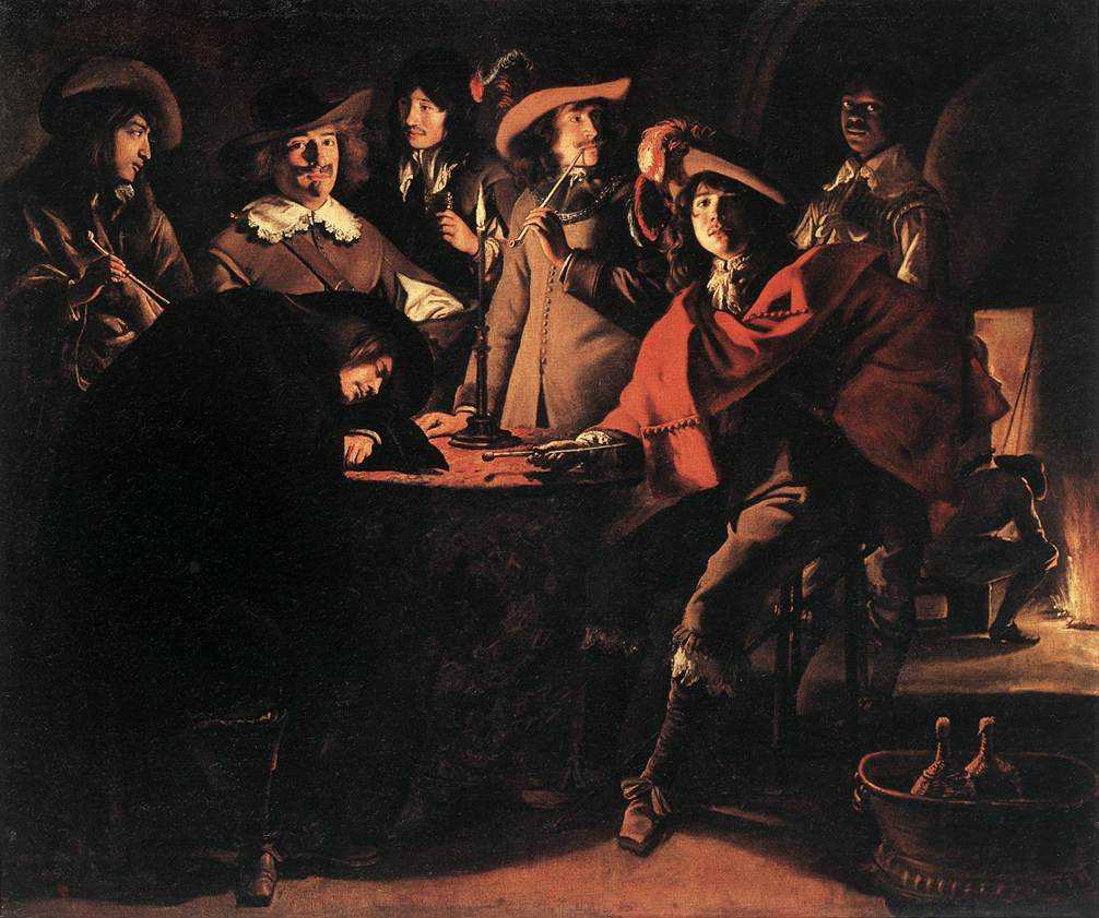 smokers in an interior 勒南兄弟 (le nain brothers)